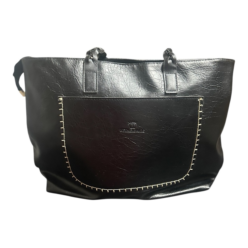 Weimeibaige Connie Wilderness Black & White Vegan Leather Tote Bag